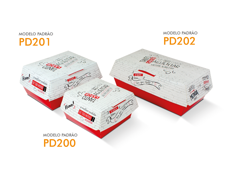 PD200/ 201/ 202 - Embalagens multiuso para lanches, sanduíches, salgados e doces