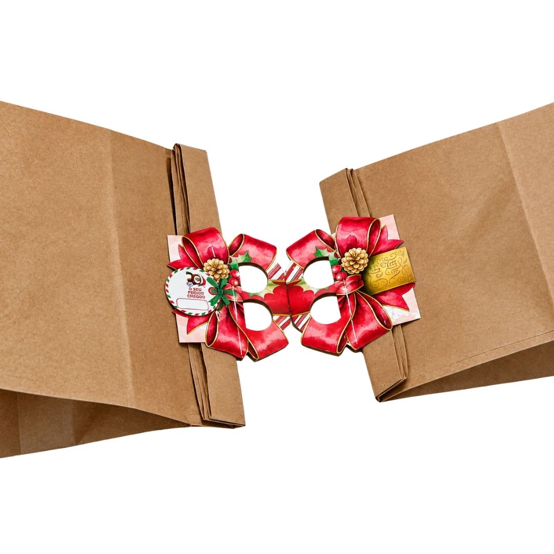 Alça para sacola delivery de Natal ASC01-Natal com laço natalino