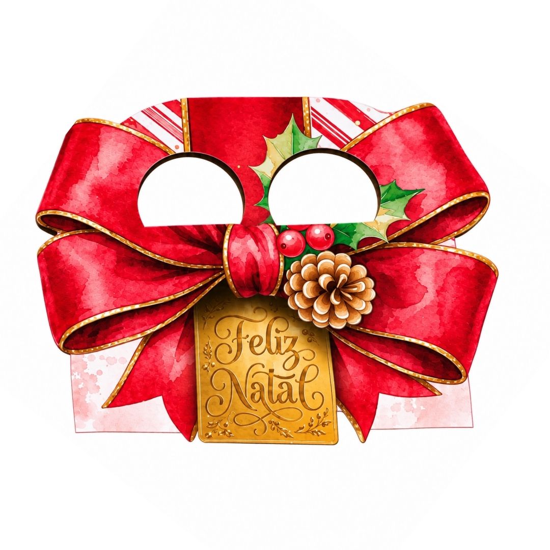Alça para sacola delivery de Natal ASC01-Natal com laço natalino
