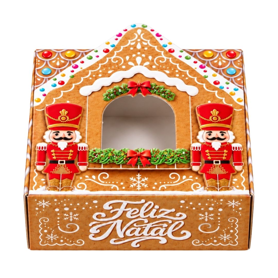 Embalagem para brigadeiro de Natal PD121N casinha de Natal com visor