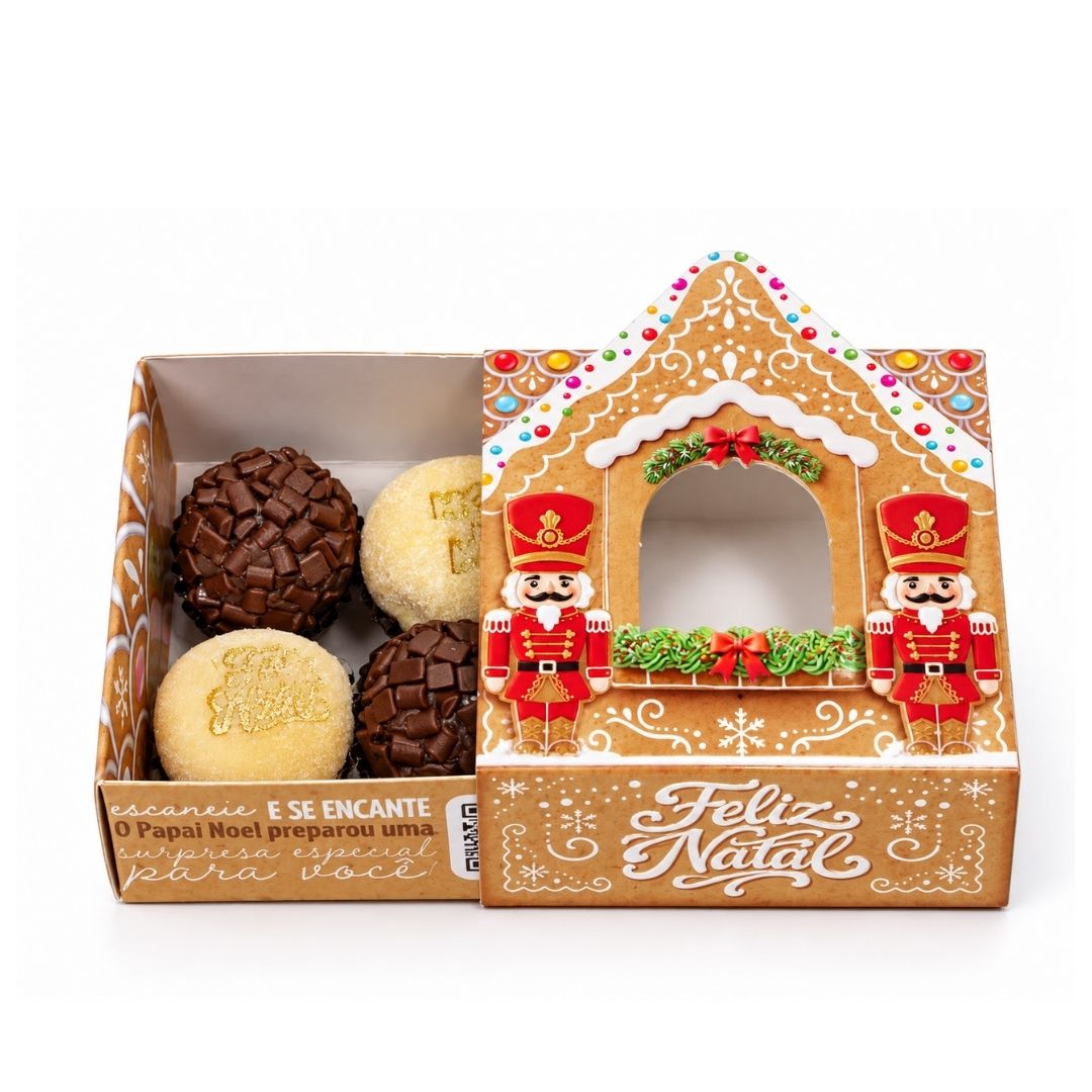 Embalagem para brigadeiro de Natal PD121N casinha de Natal com visor