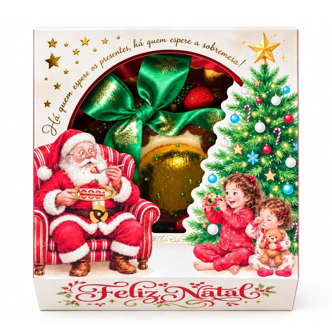 Embalagem para torta de Natal PD64-Natal com visor e kit festa